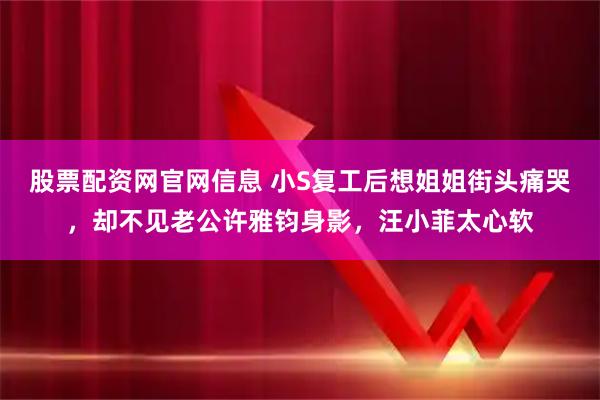 股票配资网官网信息 小S复工后想姐姐街头痛哭，却不见老公许雅钧身影，汪小菲太心软